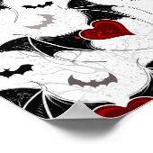 黒いこうもり翼を持つハロウィーンハート ポスター (角)