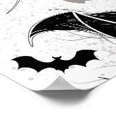 黒いこうもり翼を持つハロウィーンハート ポスター (角)