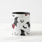 黒いこうもり翼を持つハロウィーンハート マグカップ (中央)