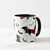 黒いこうもり翼を持つハロウィーンハート マグカップ (正面右)