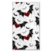 黒いこうもり翼を持つハロウィーンハート マグネット名刺 (正面縦)