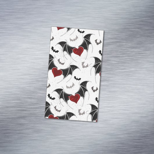 黒いこうもり翼を持つハロウィーンハート マグネット名刺 (インサイチュ)