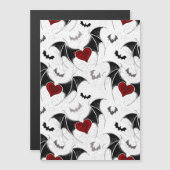 黒いこうもり翼を持つハロウィーンハート マグネット招待状 (正面/裏面)