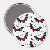黒いこうもり翼を持つハロウィーンハート マグネット (正面/裏面)