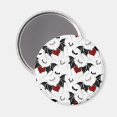黒いこうもり翼を持つハロウィーンハート マグネット (正面/裏面)