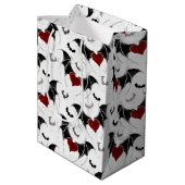 黒いこうもり翼を持つハロウィーンハート ミディアムペーパーバッグ (裏面アングル)