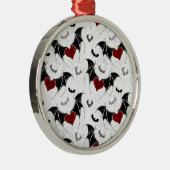 黒いこうもり翼を持つハロウィーンハート メタルオーナメント (右)