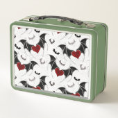 黒いこうもり翼を持つハロウィーンハート メタルランチボックス (裏面)