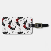 黒いこうもり翼を持つハロウィーンハート ラゲッジタグ (正面横)