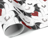 黒いこうもり翼を持つハロウィーンハート ラッピングペーパー (ロールコーナー)