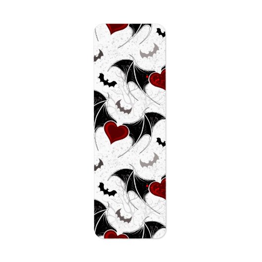 黒いこうもり翼を持つハロウィーンハート ラベル (正面)