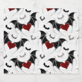 黒いこうもり翼を持つハロウィーンハート リキュールボトルラベル (シングルラベル)