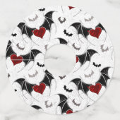 黒いこうもり翼を持つハロウィーンハート ワイングラスタグ (裏面)