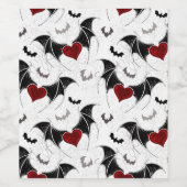 黒いこうもり翼を持つハロウィーンハート ワインラベル (シングルラベル)