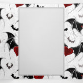 黒いこうもり翼を持つハロウィーンハート 三つ折りカード (内部中)