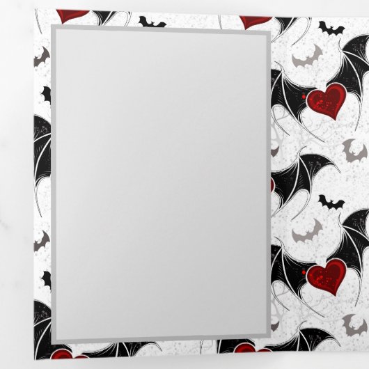 黒いこうもり翼を持つハロウィーンハート 三つ折り案内状 (内部最初)