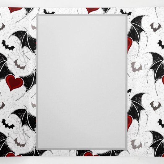 黒いこうもり翼を持つハロウィーンハート 三つ折り案内状 (内部中)