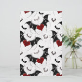 黒いこうもり翼を持つハロウィーンハート 便箋 (スタンド正面)
