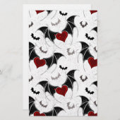 黒いこうもり翼を持つハロウィーンハート 便箋 (正面/裏面)