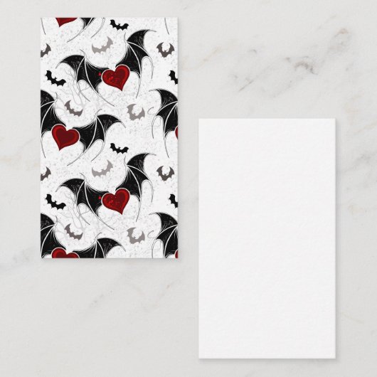 黒いこうもり翼を持つハロウィーンハート 割引カード (正面/裏面)
