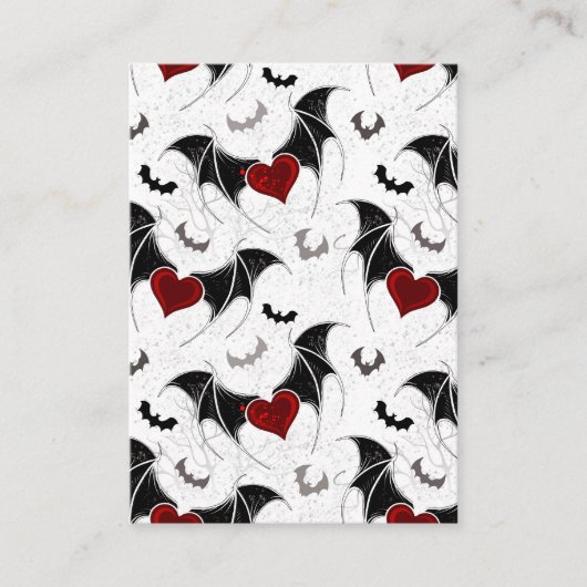 黒いこうもり翼を持つハロウィーンハート 名刺 (正面)