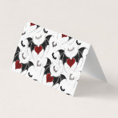 黒いこうもり翼を持つハロウィーンハート 名刺 (裏面)