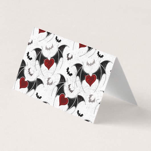 黒いこうもり翼を持つハロウィーンハート 名刺 (裏面)
