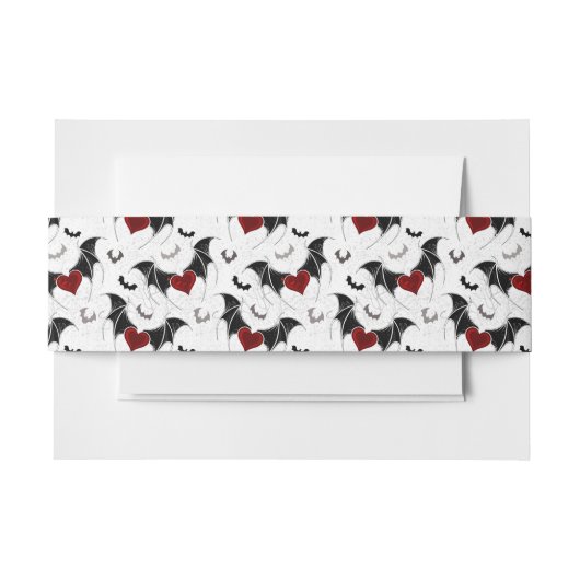 黒いこうもり翼を持つハロウィーンハート 招待状ベリーバンド (正面例)