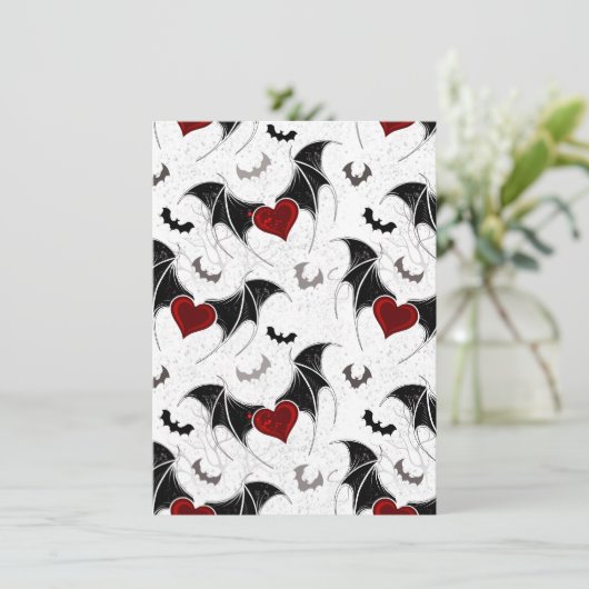 黒いこうもり翼を持つハロウィーンハート 招待状 (スタンド正面)