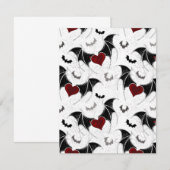 黒いこうもり翼を持つハロウィーンハート 招待状 (正面/裏面)