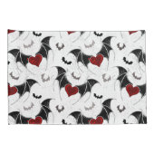 黒いこうもり翼を持つハロウィーンハート 枕カバー (裏面-右)