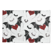 黒いこうもり翼を持つハロウィーンハート 枕カバー (裏面)