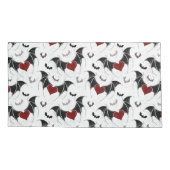 黒いこうもり翼を持つハロウィーンハート 枕カバー (裏面-左)