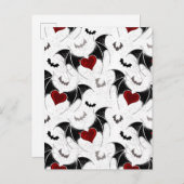 黒いこうもり翼を持つハロウィーンハート 案内ポストカード (正面/裏面)
