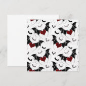 黒いこうもり翼を持つハロウィーンハート 案内状 (正面/裏面)