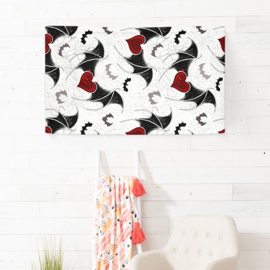 黒いこうもり翼を持つハロウィーンハート 横断幕 (インサイチュ)