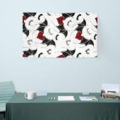 黒いこうもり翼を持つハロウィーンハート 横断幕 (トレードショー)