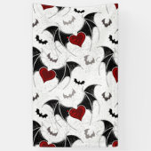 黒いこうもり翼を持つハロウィーンハート 横断幕 (縦)