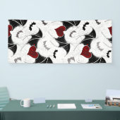 黒いこうもり翼を持つハロウィーンハート 横断幕 (トレードショー)