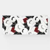 黒いこうもり翼を持つハロウィーンハート 横断幕 (横)