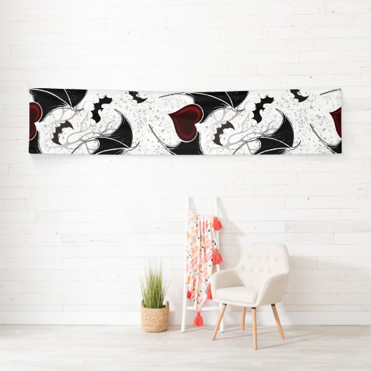 黒いこうもり翼を持つハロウィーンハート 横断幕 (インサイチュ)