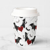 黒いこうもり翼を持つハロウィーンハート 紙コップ (右)