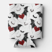 黒いこうもり翼を持つハロウィーンハート 缶クーラー (正面)