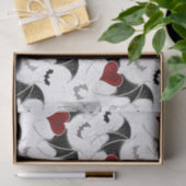 黒いこうもり翼を持つハロウィーンハート 薄葉紙 (ギフト)