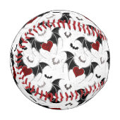 黒いこうもり翼を持つハロウィーンハート 野球ボール (正面左)