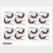 黒いこうもり翼を持つハロウィーンハート 長方形シール (シート)