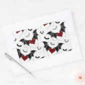 黒いこうもり翼を持つハロウィーンハート 長方形シール (封筒)