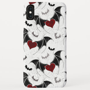 黒いこうもり翼を持つハロウィーンハート iPhone XS MAXケース