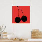 黒いさくらんぼ2枚。 ポスター (キッチン)