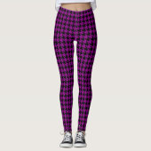 黒いすみれ色のPurple Pied De Poule Houndstooth レギンス (正面)